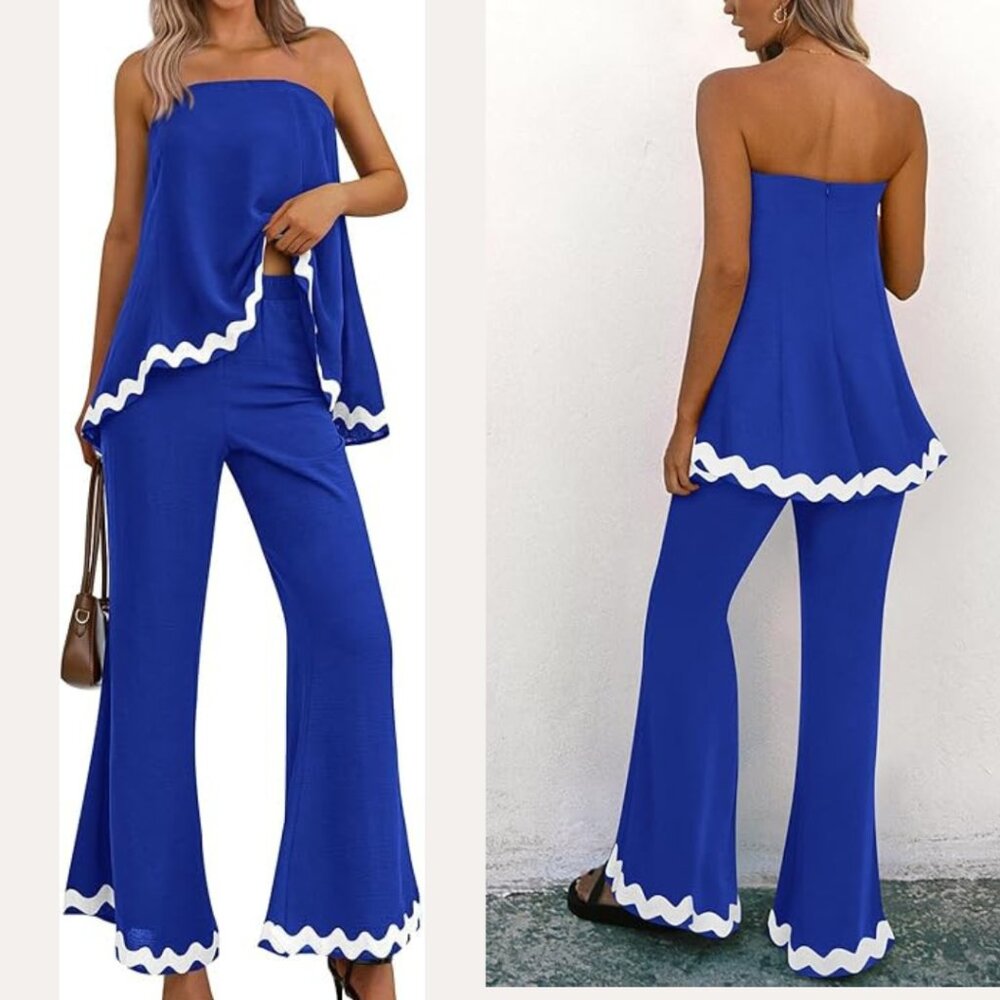 Women's 2 Piece Outfit Summer Beach Flowy Womens Tops Dressy Casual Lounge